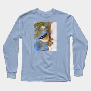 Red Breasted Nuthatch Guoche Digital Painting Long Sleeve T-Shirt